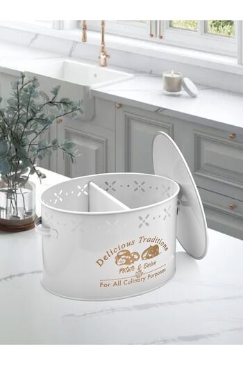 EVSTYLE Potato Onion Bucket with Metal Compartments White - 18 Lt