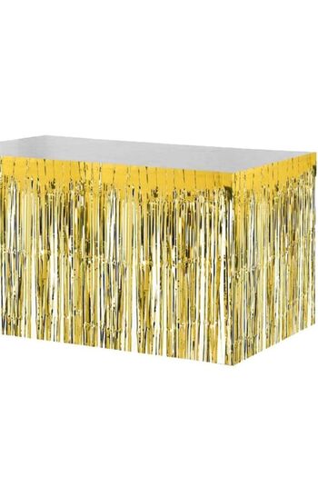 PartyMarty Metalized Tassel Table Skirt Gold Color 70X250