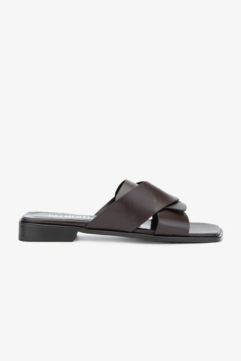 Valmenti Zuky Brown Genuine Leather Women's Slippers