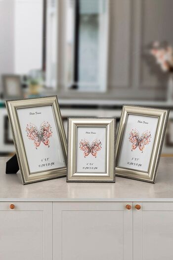 Seniste Berlin Decorative Picture Frame Set of 3 Silver with Adjustable Legs - Can Be Hanged on the Wall