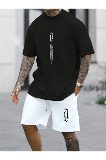 Revasser Colorful Vertical Printed Unisex Shorts T-shirt Set