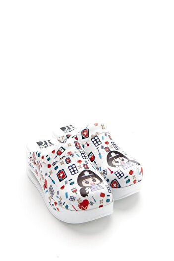 Zenith Sabo Patterned Air Sole Wedge Heeled Orthopedic Hospital Nurse Women's Slippers
