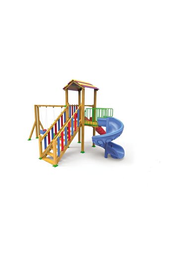 Antalya Kent ekipmanları Ahşap İki Kaydıraklı İki Salıncaklı Kuleli Çocuk Oyun Parkı Seti