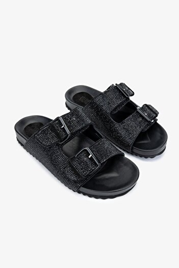 Valmenti Papuci de damă din piele naturală Riviera Black