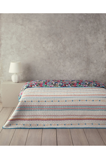 English Home Flower Frenzy Tek Kişilik Çok Amaçlı Örtü Mor