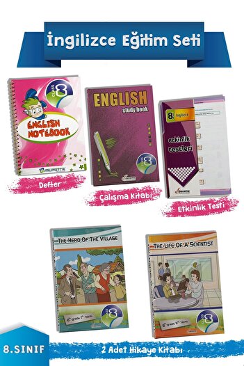 Deneme Yayınları 8. Classroom English Test Story Book Notebook and Workbook Activity Set - 5 Books