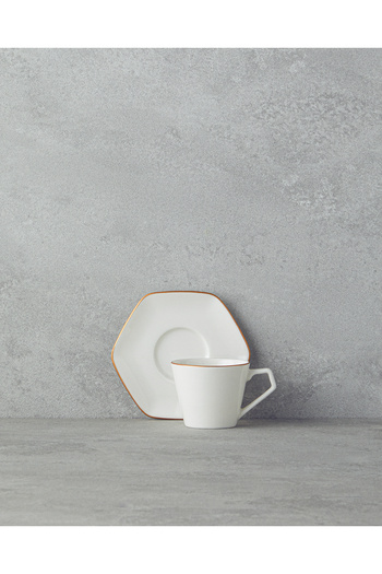 English Home Marlin Bone Porcelain 12 τεμαχίων Σετ φλιτζάνι καφέ για 6 άτομα 80 ml Χρυσό