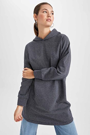 DeFacto Long Sleeve Hooded Regular Fit Sweatshirt Tunic - Z8240az22au