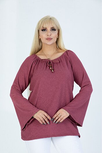 HÜLYA BUTİK DRIED ROSE COLLAR LACED FLORAL BLOUSE