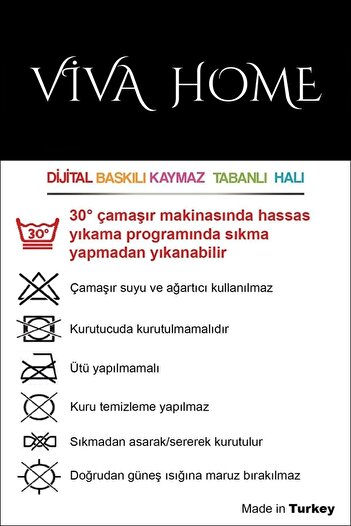 Viva Home Leke Tutmaz Kaymaz Tabanlı Yıkanabilir 3d Çiçekli Yolluk Mutfak Salon Halısı Ar1363