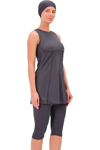 Argisa Strapless Sleeveless Plain Plain Semi Hijab Swimsuit 7812 Smoked Plus Size