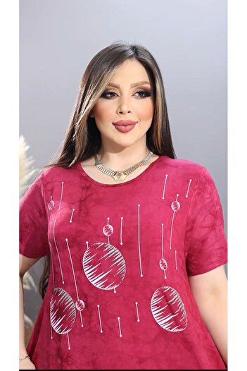 HÜLYA BUTİK Plus Size Printed and Pocketed Tie-Dye Women's Dress