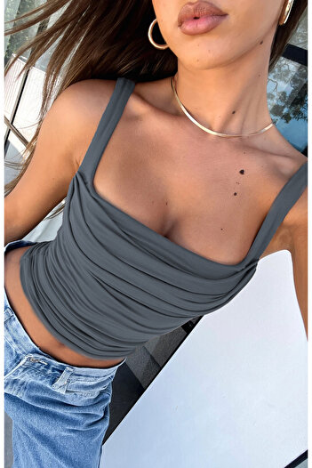 World Fashion Trends WFT3036B Μπλούζα Crop με λουράκι μπροστά