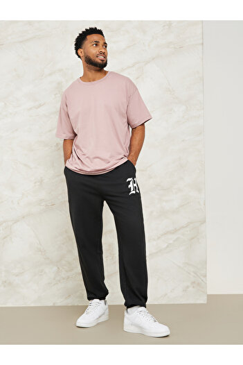 Styli Placement Print Oversized Jogger with Drawcord Detail