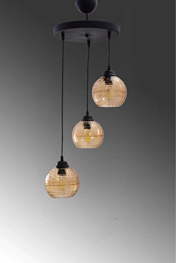 BSA LIGHTING TUTKU 3'LÜ SİYAH SARKIT KLASİK AVİZE (BAL MİKA CAM)