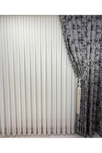 Brillant New Background Plain Tulle Curtain 1/3 Tight Pleat