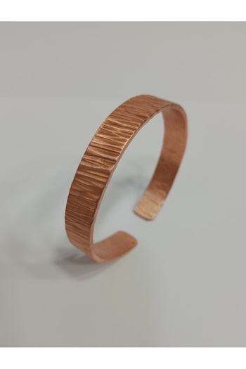 EldenEveBakır Copper Bracelet Serrated Hammer Forged Workmanship - Zmab0003-3