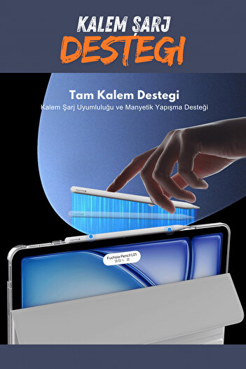 Fuchsia iPad Air 13 inç M2 Çipli 2024 Uyumlu Akıllı Smart Cover Tablet Kılıfı A2898/A2899/A2900