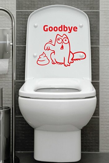 212shop Goodbye | Cat Toilet Seat Sticker | Bathroom WC Sticker - With Transfer