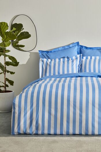 Sarah Anderson Brine 100% Cotton Double Duvet Cover Set Blue