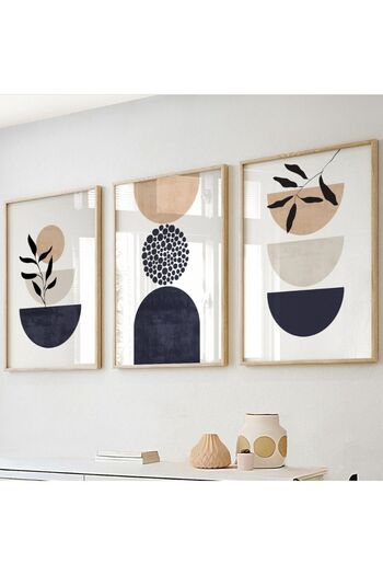 woodhomeworks Wooden Framed 3 Piece Abstract Painting Qmrc45