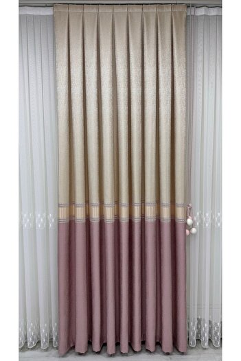 Fon Dünyası Panel Background Curtain Powder Cream (Single Wing)