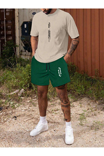 Revasser Colorful Vertical Printed Unisex Shorts T-shirt Set