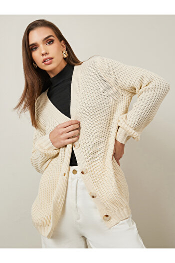 Styli Regular Fit Button Down Cable Knit Cardigan With Belt