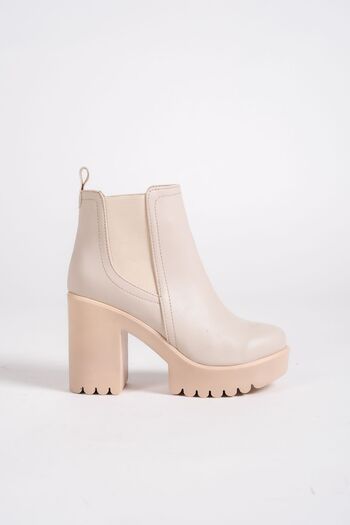 Shoesers Γυναικείες αδιάβροχες μπότες με ψηλή πλατφόρμα με γυαλόχαρτο με ανάγλυφη πλάγια ελαστική σόλα
