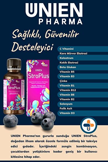 UNIEN Pharma Unien Stroplus 100 Ml/ Supplemental Food Containing Colostrum, Beta Glucan, Zinc, Selenium and Vitamins