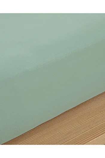 English Home Green Plain Cotton Intermediate Size Elastic Sheet