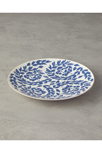 English Home Navy Blue-White Carnival Floral Bone Porcelain Serving Plate - 25 cm