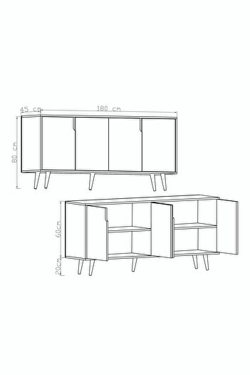 VM VERTEX MOBİLYA Latina Modern Konsol 180 Cm Ceviz