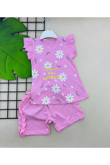 ÖRZİKİDS 2-5 Years Old Shorts Set - Summer, Combed Cotton Printed Compak