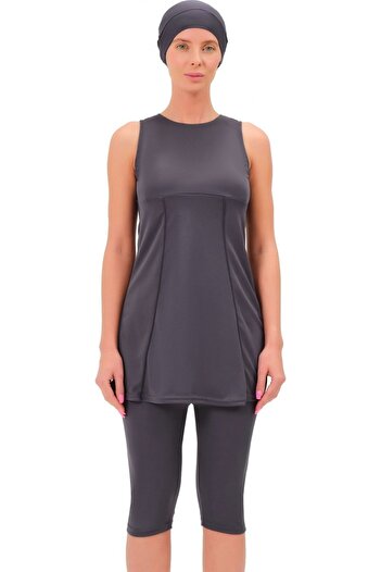 Argisa Strapless Sleeveless Plain Plain Semi Hijab Swimsuit 7812 Smoked Plus Size