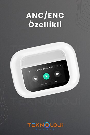 Teknoloji Gelsin Pro Anc Dokunmatik Dijital Ekranlı Aktif Gürültü Engelleme Bluetooth Kulaklık Şeffaf Mod Enc/anc