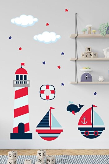212shop Sailor Themed Decorative Kids Room Wall Decoration Sticker Set
