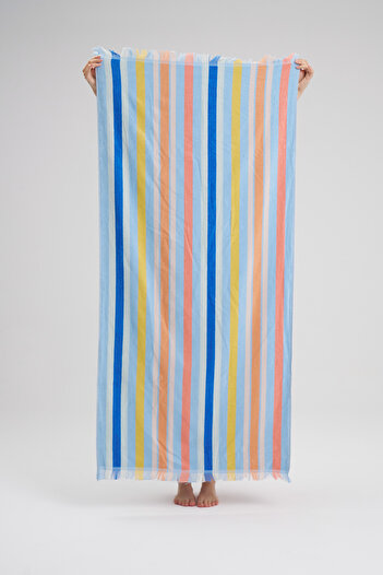 Homelover Ocean Breeze Colored 100% Cotton Striped Beach and Pool Towel - 80x160cm