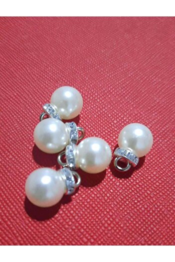 İMREN AKSESUAR Crystal Stone Pearl Button 8 Mm 10 Pieces