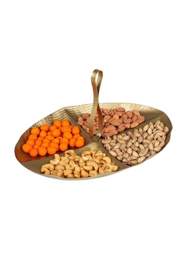 Evisimo Snack Bowl, Turkish Delight Bowl 4 Compartments Metal Antique Presentation Beauty