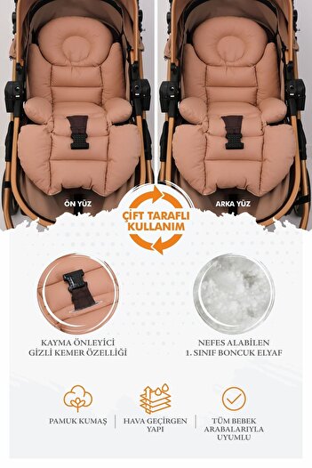 Umaybebek Cotton Fabric Orthopedic Baby Stroller - Cushion, Supported Waist Design
