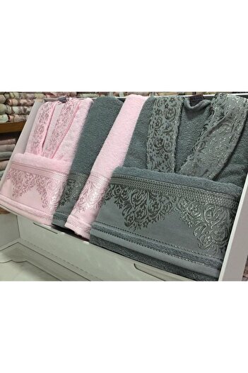 Fiesta 537 Jacquard Pink*grey Σετ μπουρνούζι 6 τεμαχίων