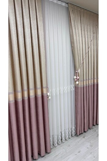 Fon Dünyası Panel Background Curtain Powder Cream (Single Wing)