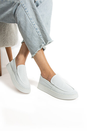 MODELLE SHOES Zana Genuine Leather - Point Patterned Casual Women's Shoes