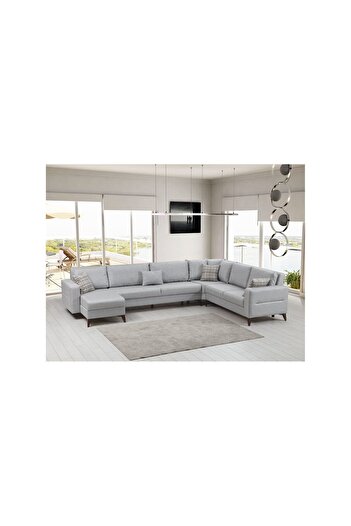 Minar Kristal Dinlenme+3+köşe+2 Köşe Takımı Açık Gri