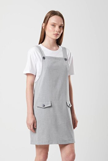 MsLena Butik Gray Slopet Women's Dress - 2 Stages, Length Without Pockets M249-4523