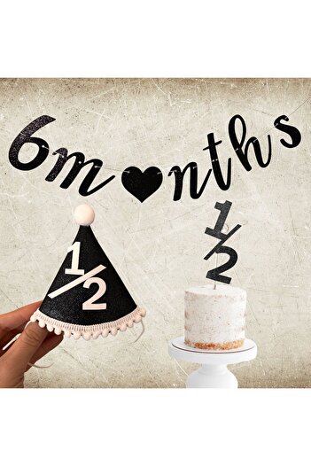 Partifabrik Set of 6 Shoes - Half Age Black Glitter Hat, Cake Decoration and Graffiti