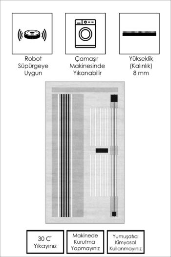 Confidence Home Machine Washable Non-Slip Base Stain Resistant Gray Striped Living Room Carpet Kitchen Rug and Runner
