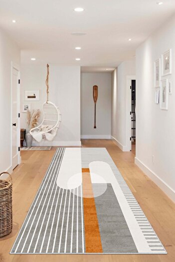 Confidence Home Machine Washable Non-Slip Base Stain Resistant Gray Striped Living Room Carpet Kitchen Rug and Runner