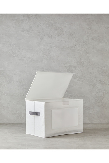 English Home White Tiara Polyester Storage Box